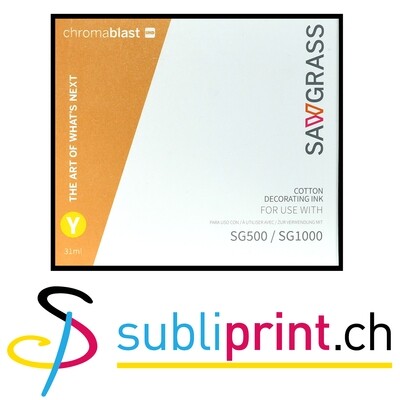 ENCRE JAUNE SUBLIMATION SAWGRASS CHROMABLAST COTON POUR SG500 / SG1000