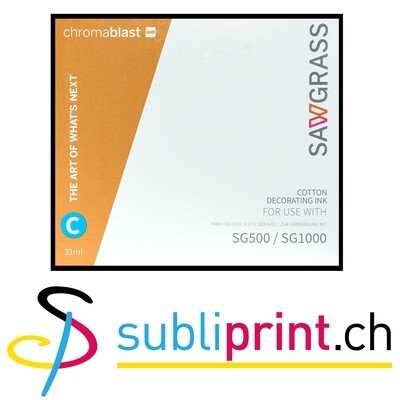 ENCRE CYAN SUBLIMATION SAWGRASS CHROMABLAST COTON POUR SG500 / SG1000
