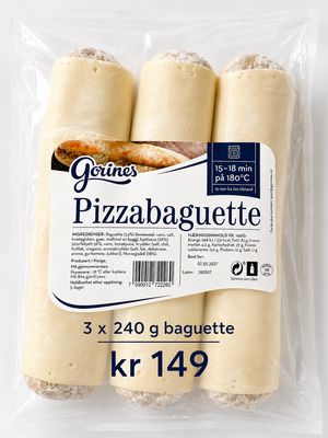 Pizza Baguette Med Storfe Gorine. Snadderloff Klar Til Steking. 3 X 240g i Pakke.