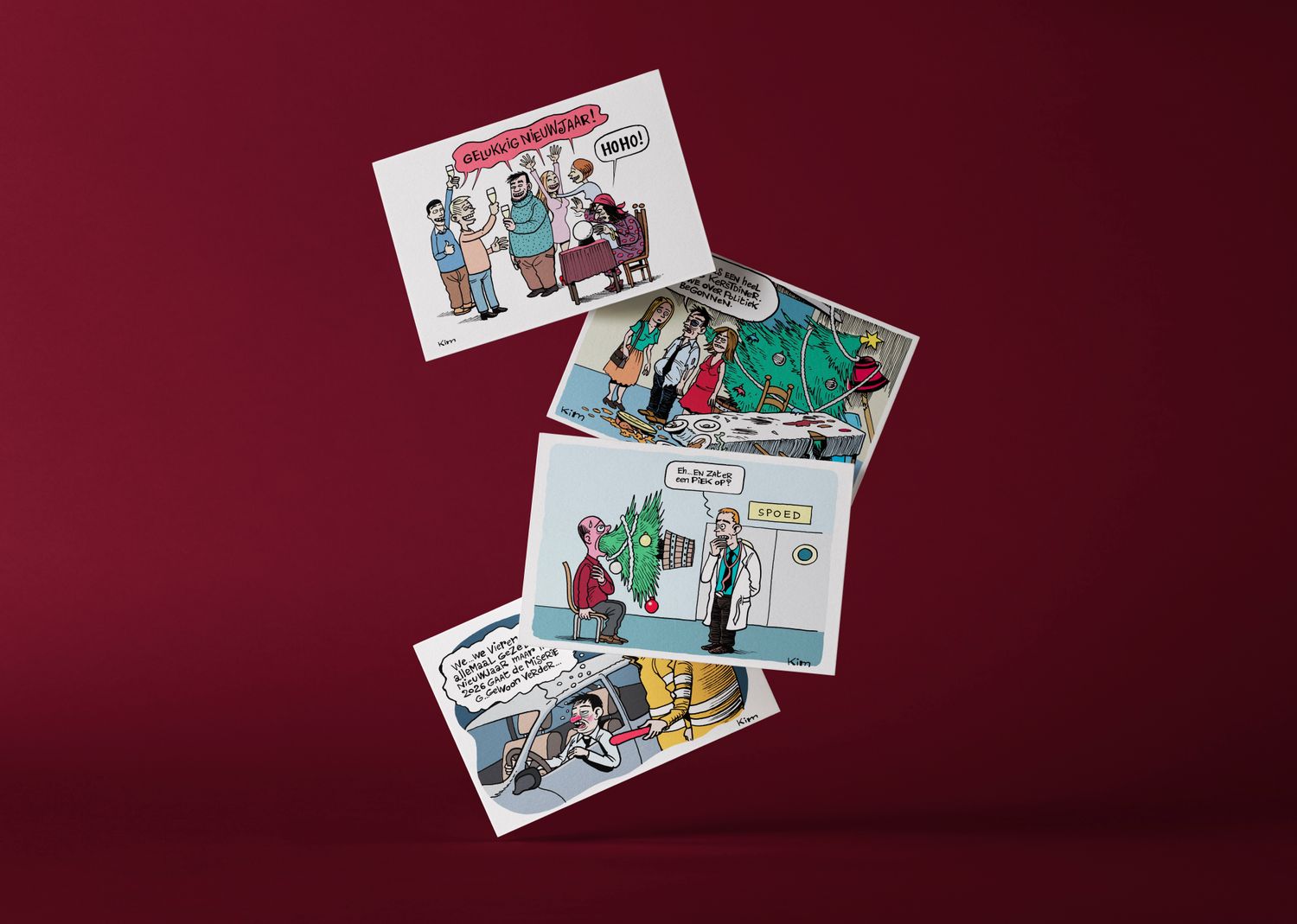 Set van 4 kerstkaarten