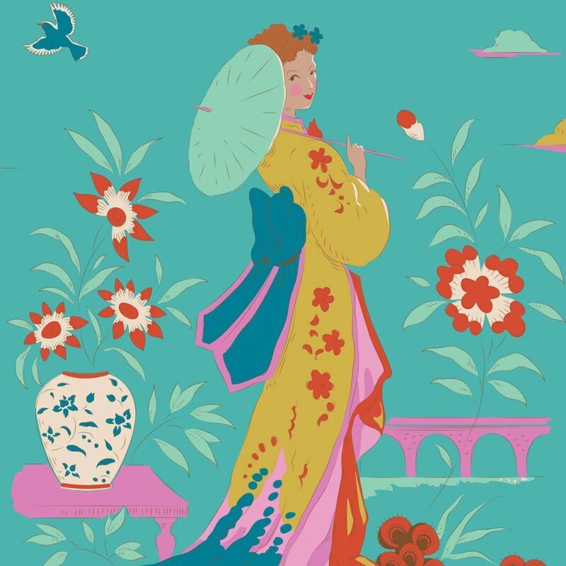 Tilda Bloomsville - Garden Vista - Turquoise