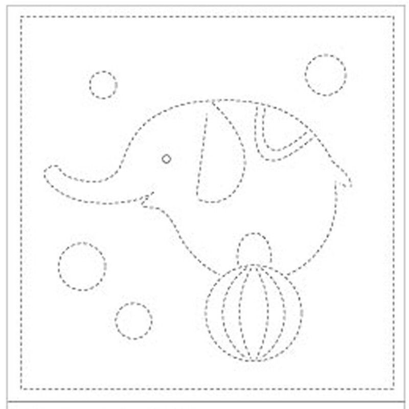 Sashiko Sampler - Circus Elephant - White