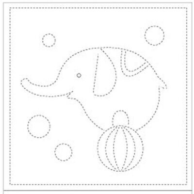 Sashiko Sampler - Circus Elephant - White