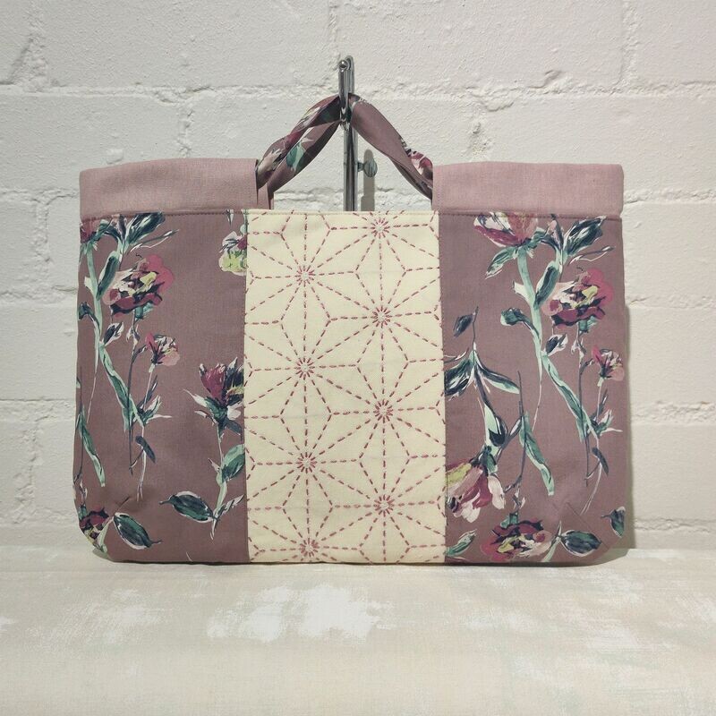 Sashiko Curved Tote Bag