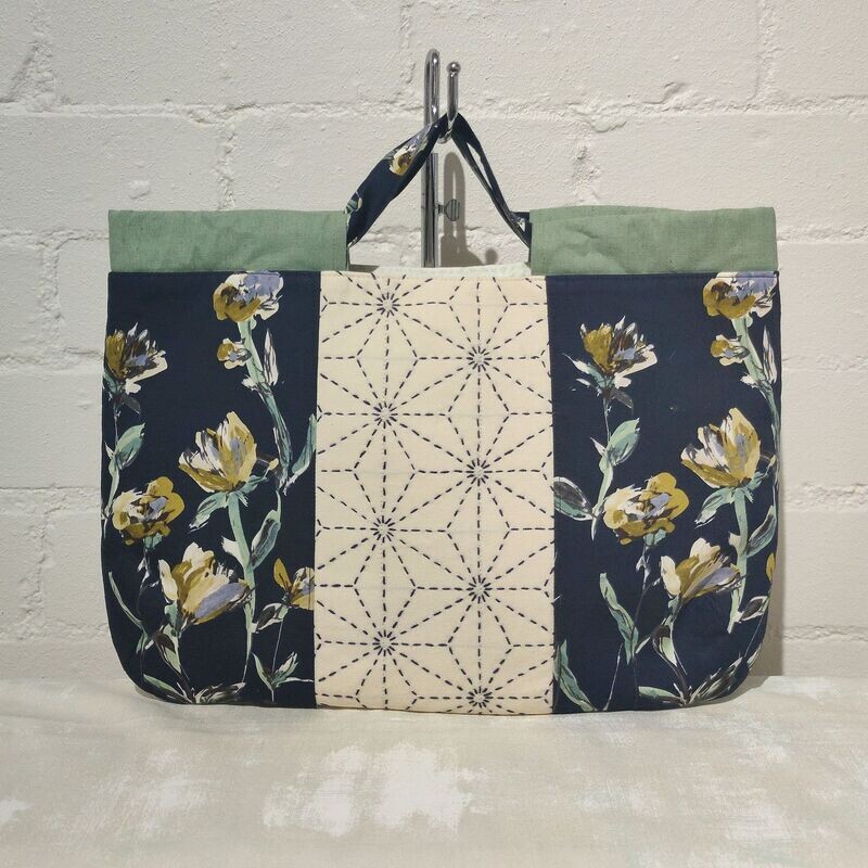 Sashiko Curved Tote Bag