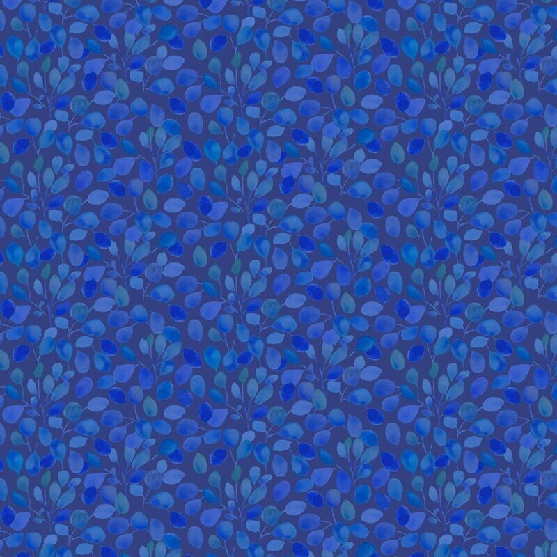Blue Meadow Digital Leaves by Sue Zipkin for Clothworks