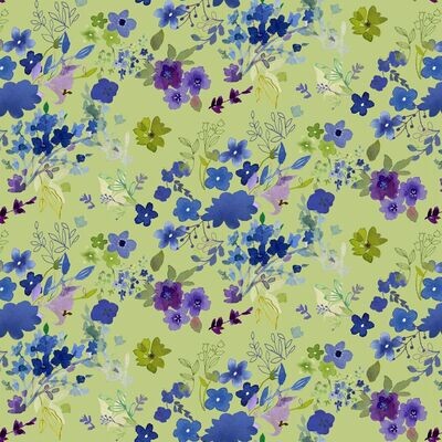 Blue Meadow Digital Field Bouquet by Sue Zipkin for Clothworks