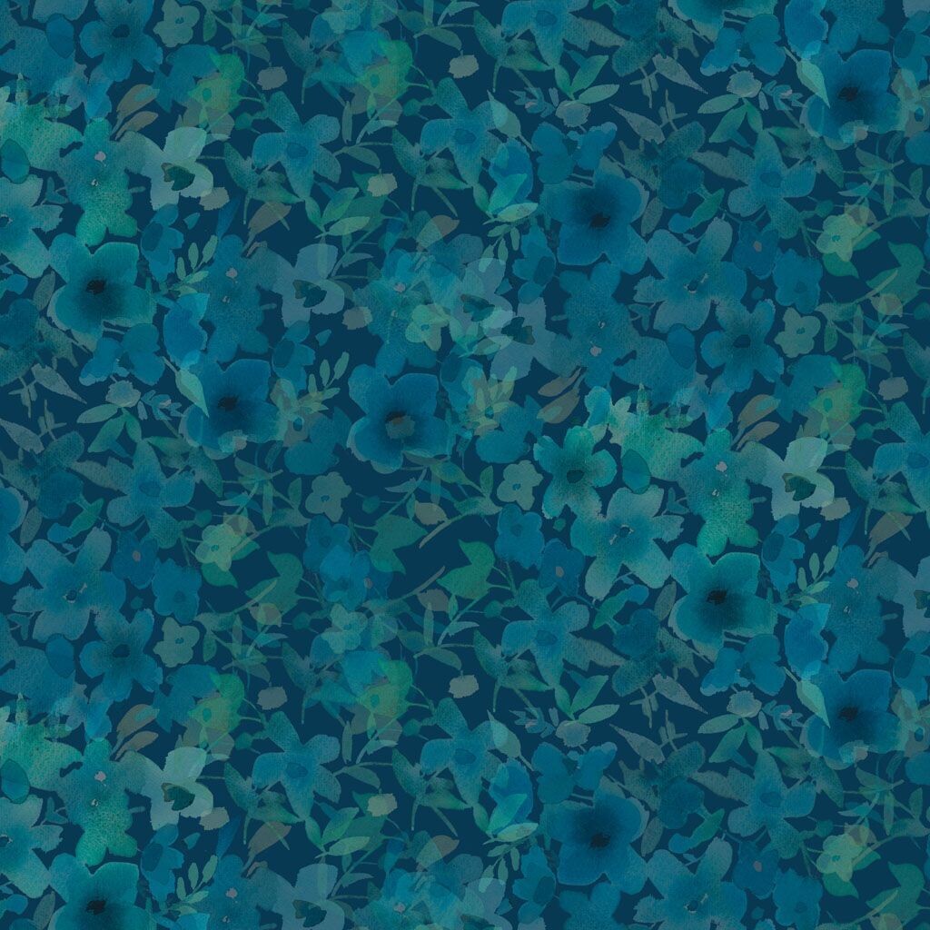 Blue Meadow Digital Flower Fancy by Sue Zipkin for Clothworks