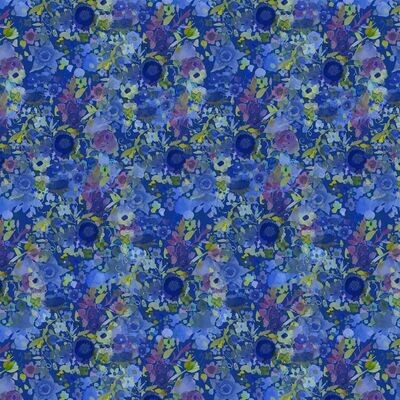 Blue Meadow Digital Night Bloom by Sue Zipkin for Clothworks