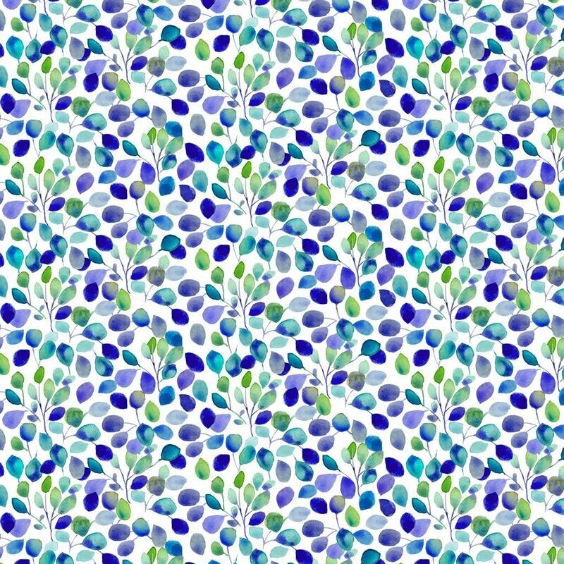 Blue Meadow Digital Leaves by Sue Zipkin for Clothworks