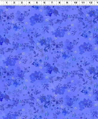 Blue Meadow Digital Flower Wash by Sue Zipkin for Clothworks