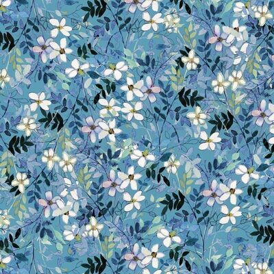 Blue Meadow Digital Daisies by Sue Zipkin for Clothworks