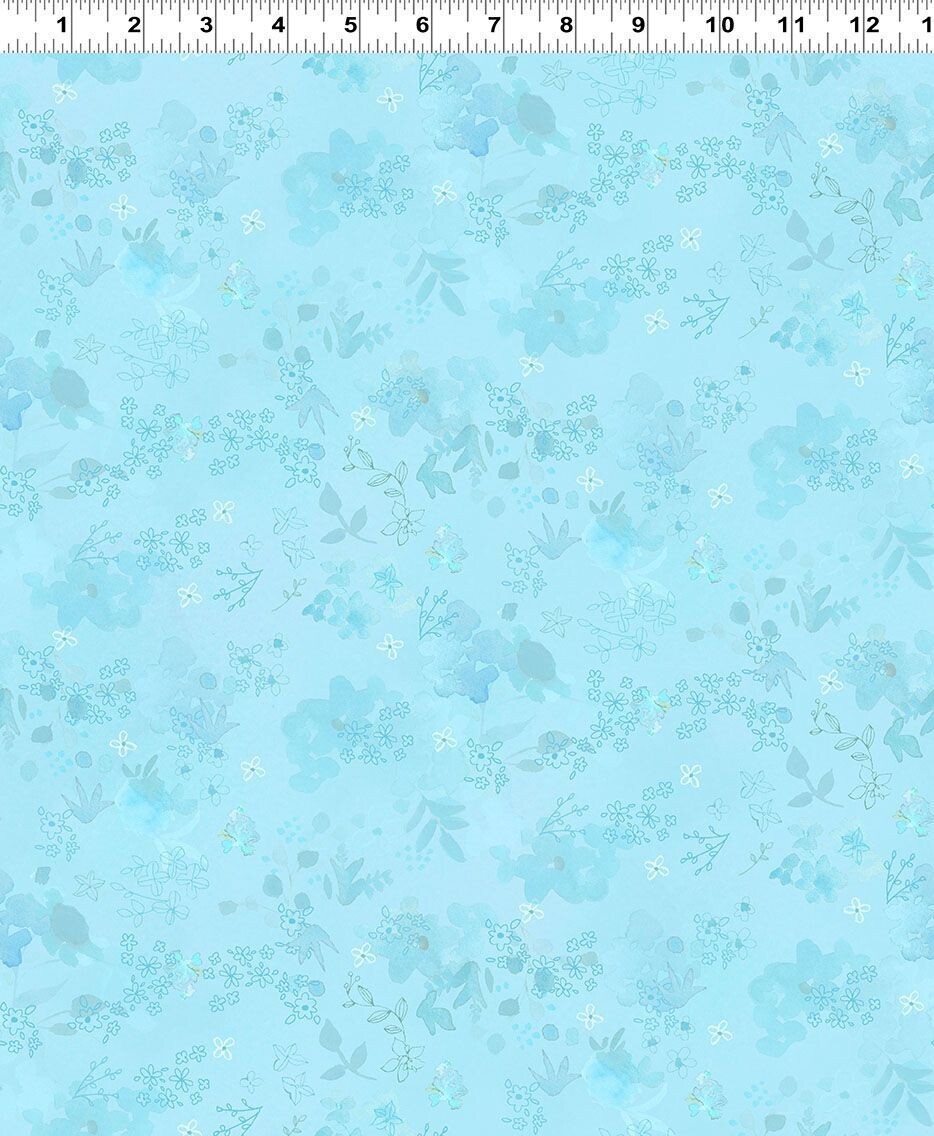 Blue Meadow Digital Flower Wash by Sue Zipkin for Clothworks