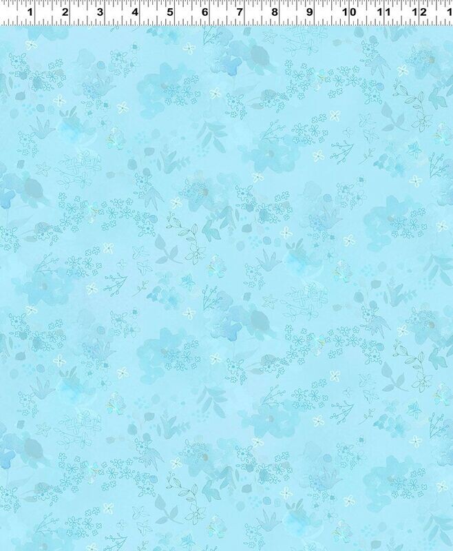 Blue Meadow Digital Flower Wash by Sue Zipkin for Clothworks