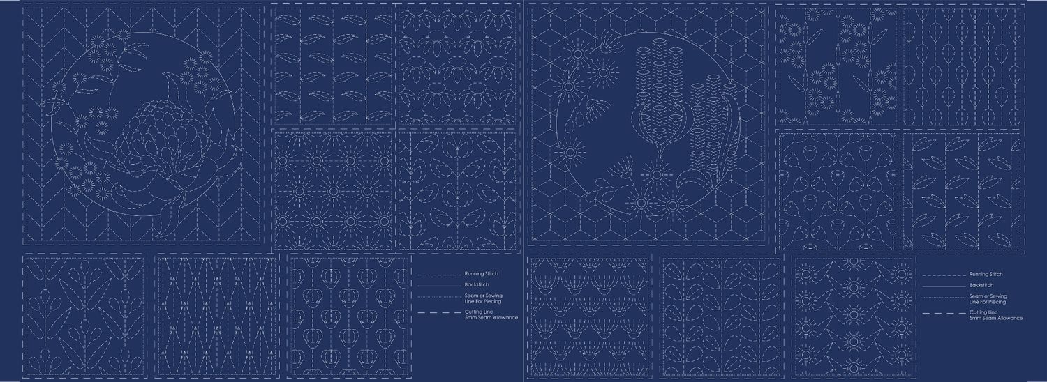 Botanical Sashiko Panel