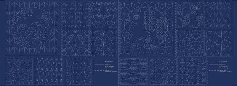 Botanical Sashiko Panel