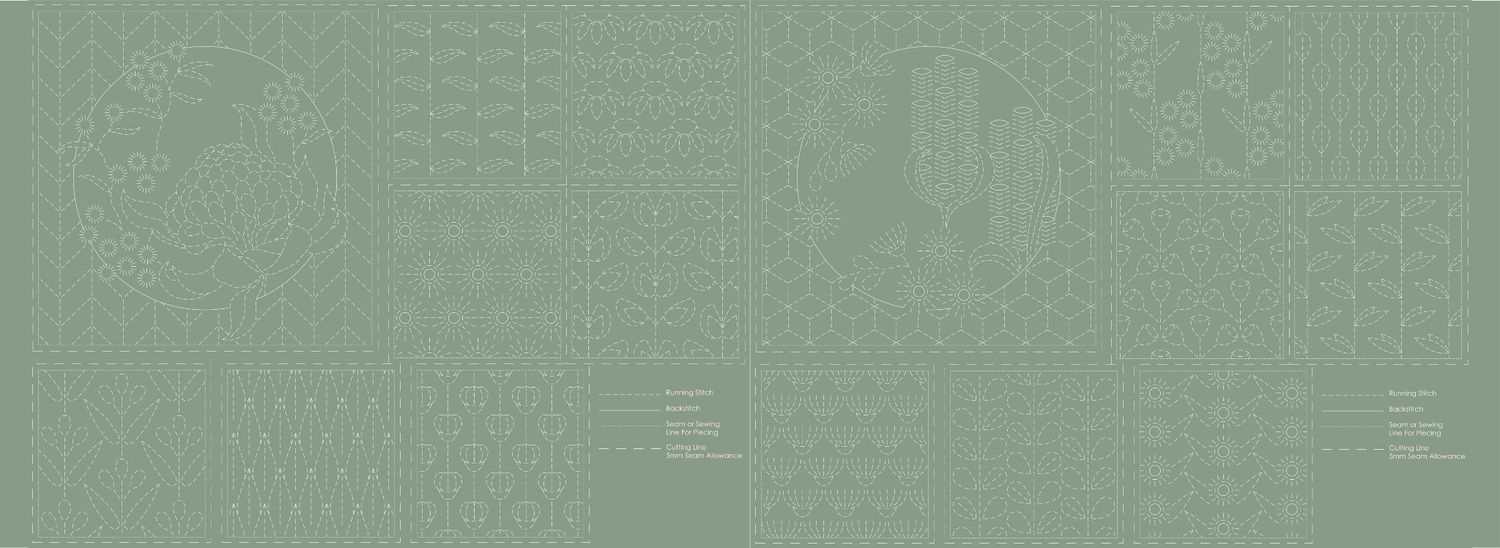 Botanical Sashiko Panel