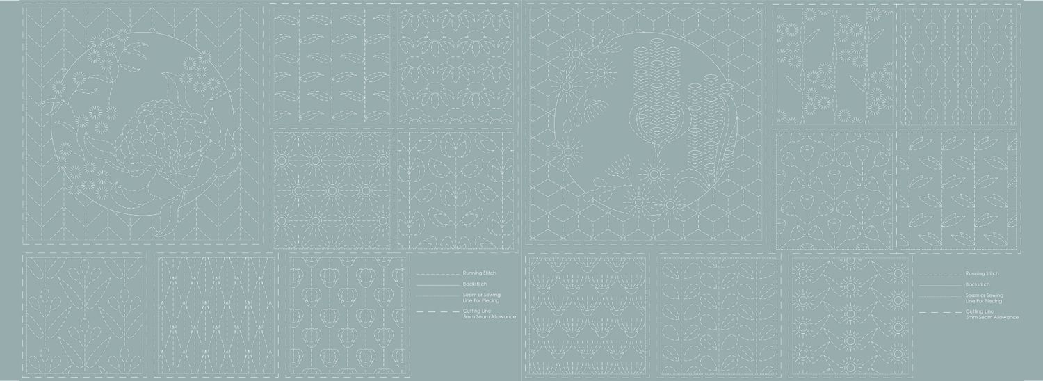 Botanical Sashiko Panel