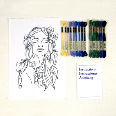 DMC Designer Embroidery Kit - Portrait with Bellbind DMC Designer Embroidery Kit - Portrait with Bellbind