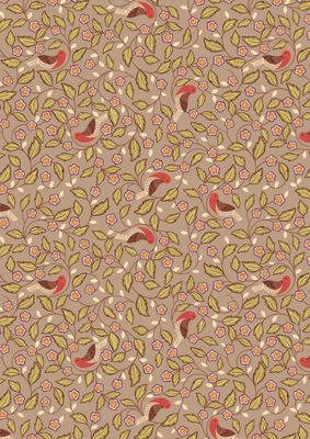 Isabella - Arts & crafts birds on dark taupe