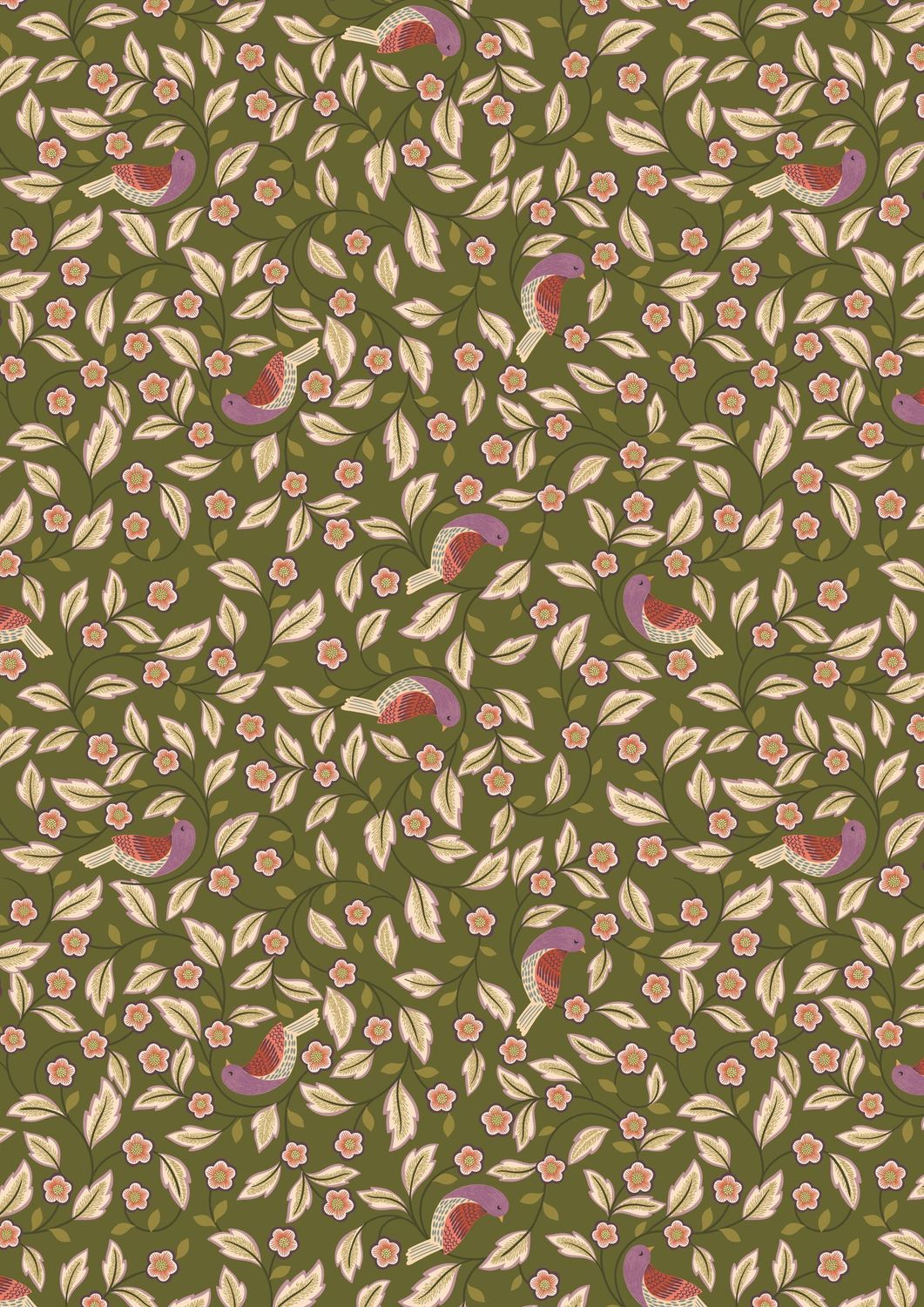 Isabella - Arts & crafts birds on forest green