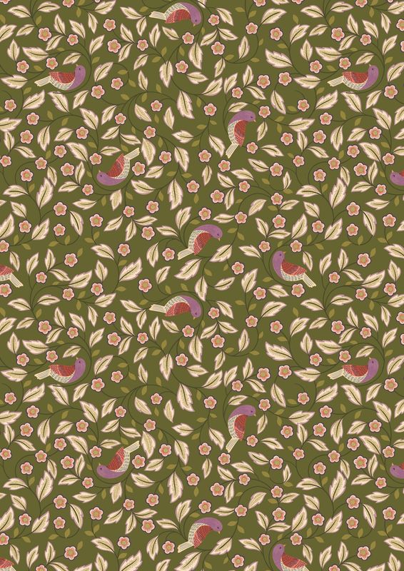 Isabella - Arts & crafts birds on forest green