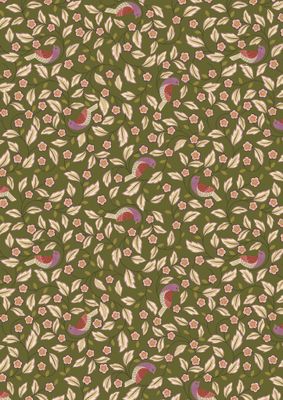 Isabella - Arts & crafts birds on forest green Isabella - Arts & crafts birds on forest green