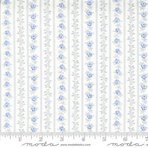 Hollyhocks & Roses - Floral Stripe Sky