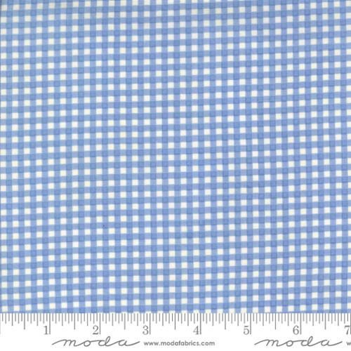 Hollyhocks & Roses - Gingham Check Bluebell