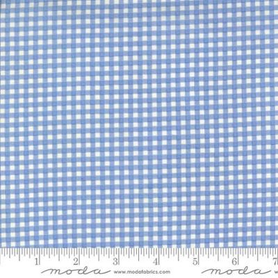 Hollyhocks & Roses - Gingham Check Bluebell
