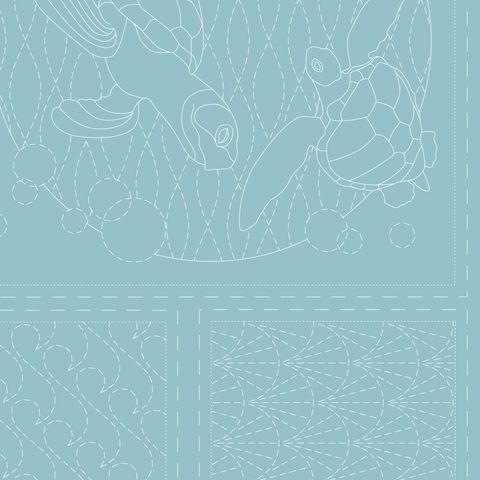 Ocean Sashiko Panel Blue Lagoon