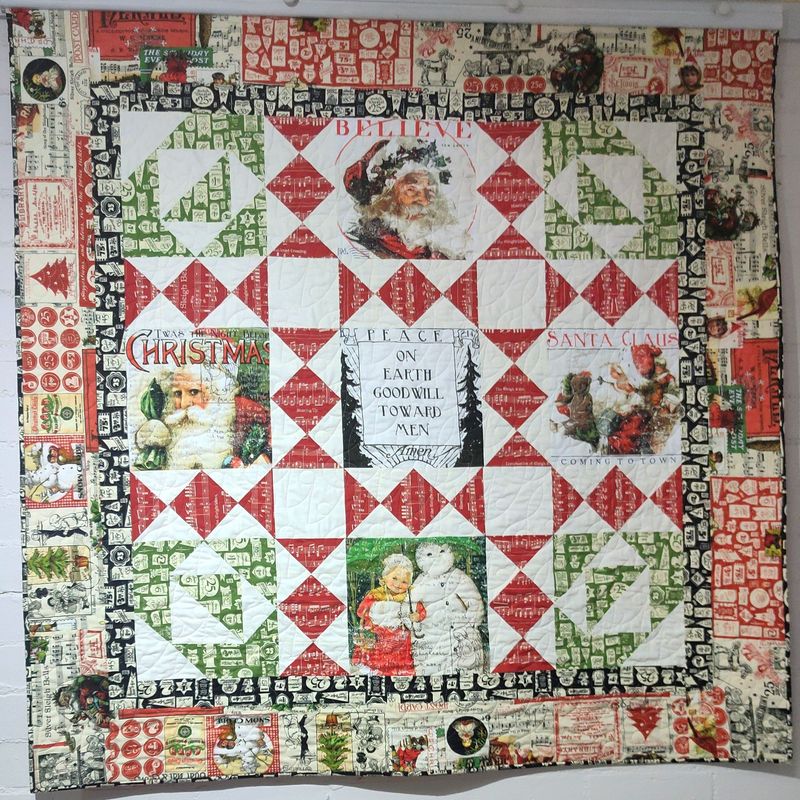 Classic Christmas Postcard Patch Quilt Kit