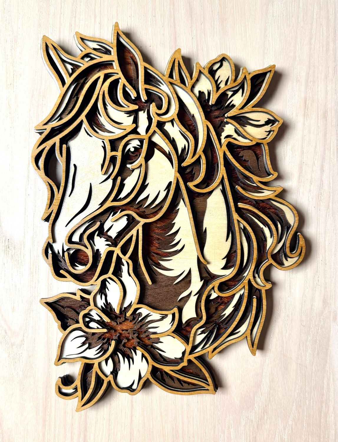 4 Laser Layered Wooden Horse Head