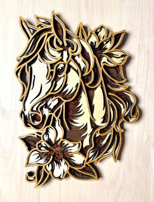 4 Laser Layered Wooden Horse Head