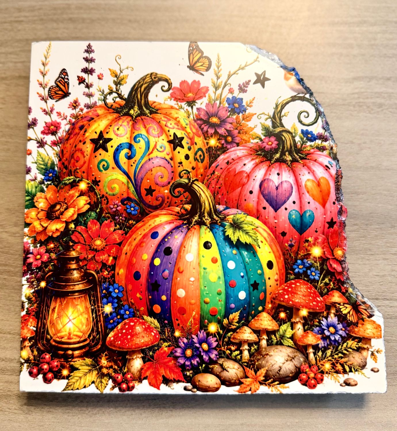 8 x 8 right side cut Colorful Halloween Pumpkins
