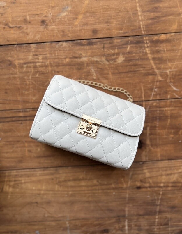 Quilted Crossbody Bag, Colour: White