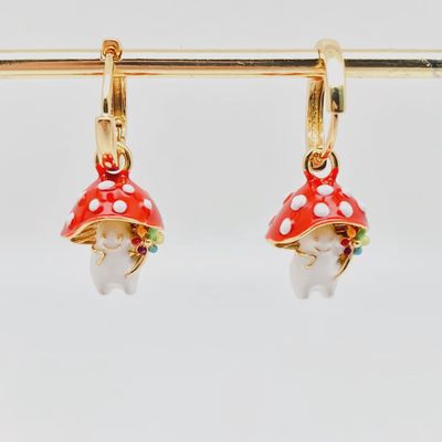 Mushroom Hoop Earrings
