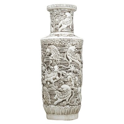 Antique White Porcelain Carved Vase