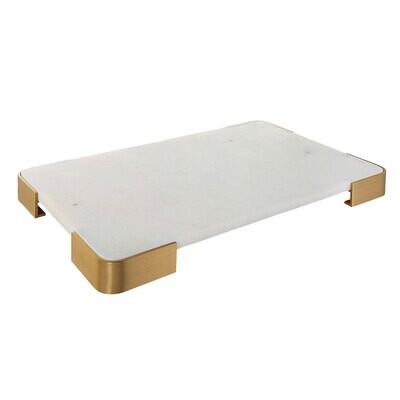Elevated Tray-White Marble LG