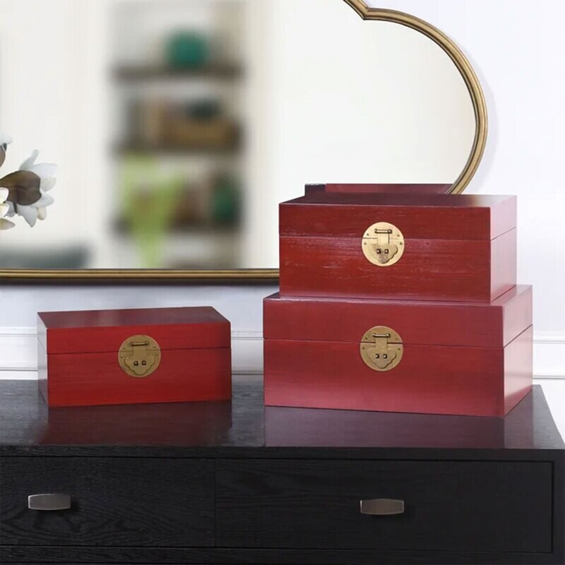 Chinese Style Rectangular Wooden Keep Box