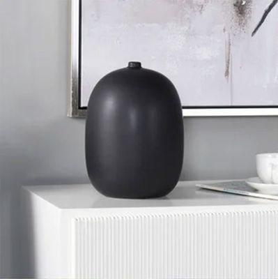 Small Satin Black Ceramic Vase, Pattern: Bulbous