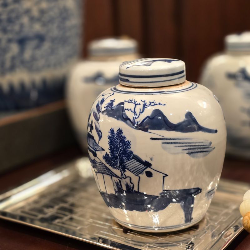 Small Classic Blue & White Ball Jar