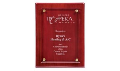 Rosewood Piano Finish Plaque with Glass Front: 9" x 12"-102974