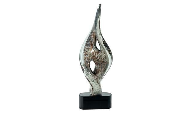 Spire Twist Art Glass Award on Black Base: 15"-102972