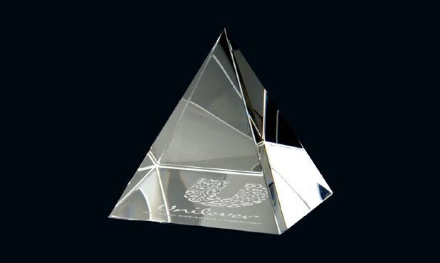 Pyramid Series Optic Crystal Paperweight: 2-3/4" x 3"-105915