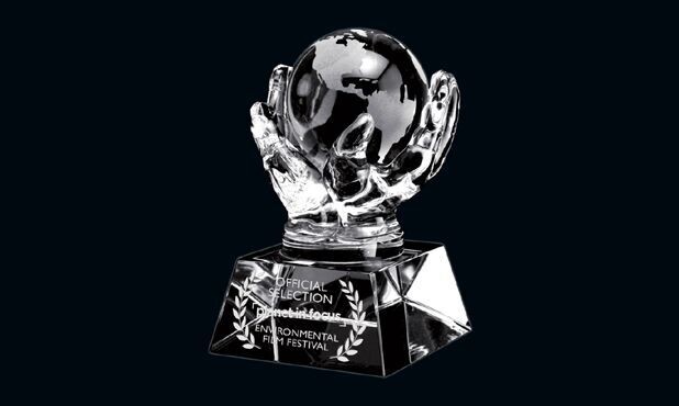 Ambassador Hands with Globe Optic Crystal Award: 5-1/4"-105919