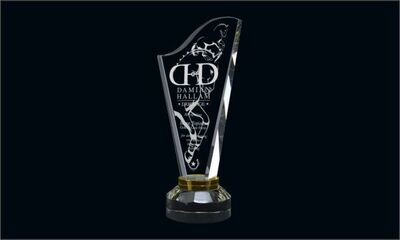 Harp with Gold Optic Crystal Award: 9-1/2"-105922