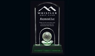 Emerald Hills Series Optic Crystal Golf Award: 8-1/4