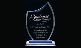 Cranbrook Series Clear & Blue Glass Award: 6-1/2" x 9-7/8"-105984