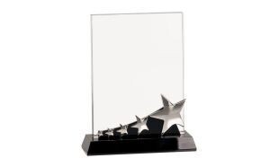 Silver Star Clear and Black Glass Award: 8"-106880